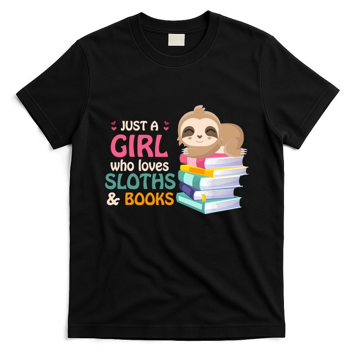 Just A Girl Who Loves Sloths And Books Sloth T-Shirt