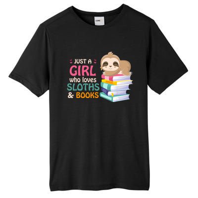 Just A Girl Who Loves Sloths And Books Sloth Tall Fusion ChromaSoft Performance T-Shirt