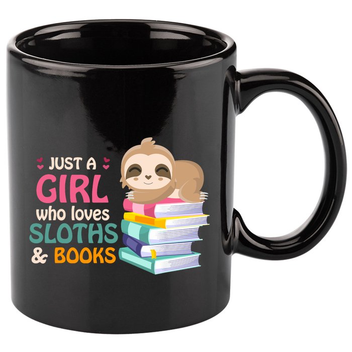 Just A Girl Who Loves Sloths And Books Sloth 11oz C Handle Ceramic Mug