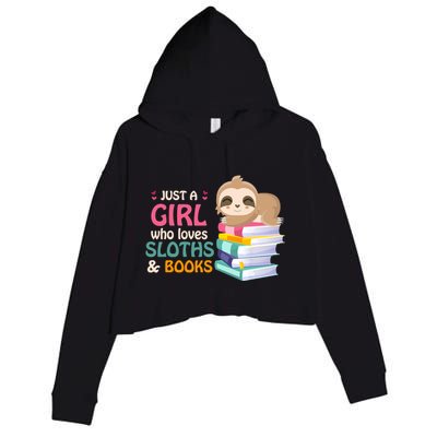 Just A Girl Who Loves Sloths And Books Sloth Crop Fleece Hoodie
