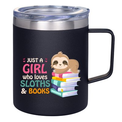 Just A Girl Who Loves Sloths And Books Sloth 12oz Stainless Steel Coffee Mug