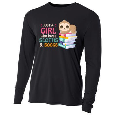 Just A Girl Who Loves Sloths And Books Sloth Cooling Performance Long Sleeve Crew