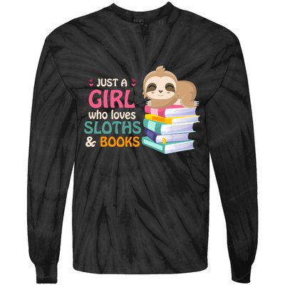 Just A Girl Who Loves Sloths And Books Sloth Tie-Dye Long Sleeve Shirt