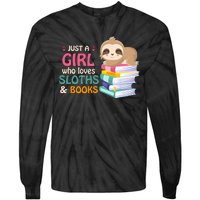 Just A Girl Who Loves Sloths And Books Sloth Tie-Dye Long Sleeve Shirt