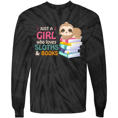 Just A Girl Who Loves Sloths And Books Sloth Tie-Dye Long Sleeve Shirt