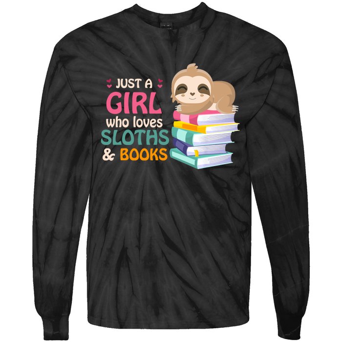 Just A Girl Who Loves Sloths And Books Sloth Tie-Dye Long Sleeve Shirt