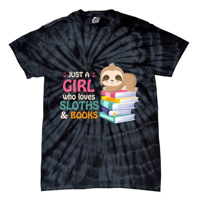 Just A Girl Who Loves Sloths And Books Sloth Tie-Dye T-Shirt