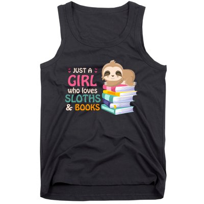 Just A Girl Who Loves Sloths And Books Sloth Tank Top