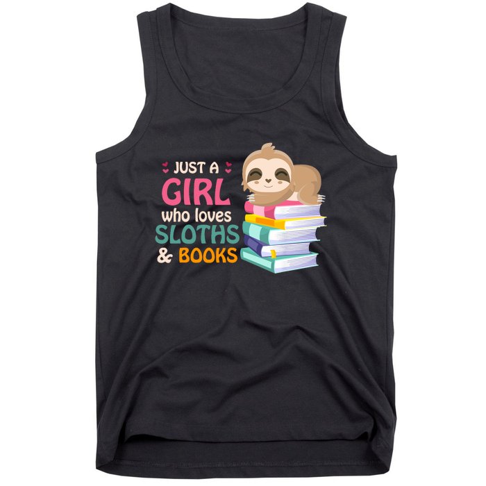 Just A Girl Who Loves Sloths And Books Sloth Tank Top