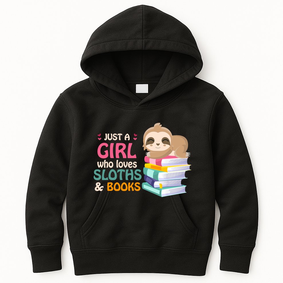 Just A Girl Who Loves Sloths And Books Sloth Kids Hoodie