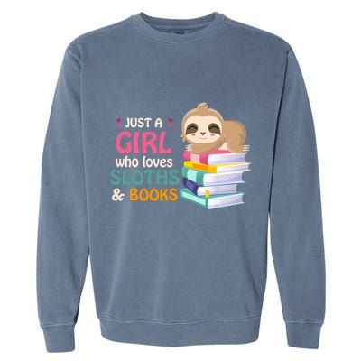 Just A Girl Who Loves Sloths And Books Sloth Garment-Dyed Sweatshirt