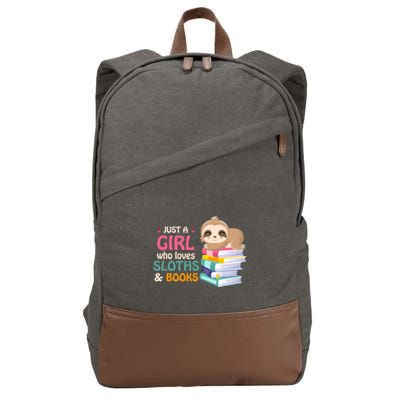 Just A Girl Who Loves Sloths And Books Sloth Cotton Canvas Backpack