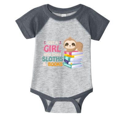 Just A Girl Who Loves Sloths And Books Sloth Infant Baby Jersey Bodysuit