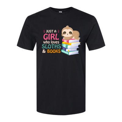 Just A Girl Who Loves Sloths And Books Sloth Softstyle CVC T-Shirt