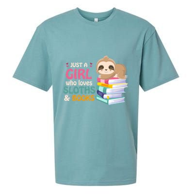 Just A Girl Who Loves Sloths And Books Sloth Sueded Cloud Jersey T-Shirt