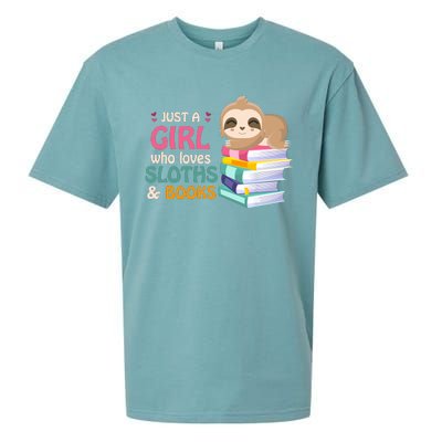 Just A Girl Who Loves Sloths And Books Sloth Sueded Cloud Jersey T-Shirt