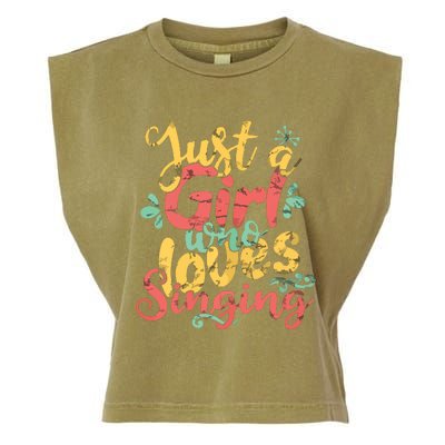 Just A Girl Who Loves Singing Gift T Garment-Dyed Women's Muscle Tee