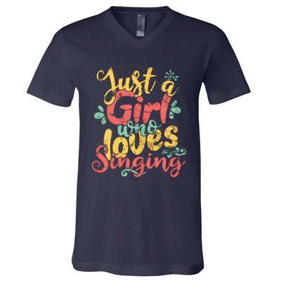 Just A Girl Who Loves Singing Gift T V-Neck T-Shirt