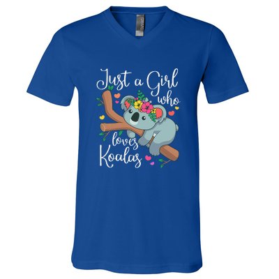 Just A Girl Who Loves Koalas Funny Koala Bear V-Neck T-Shirt