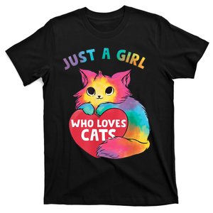 Just A Girl Who Loves Cats Cute Cat Lover Girl T-Shirt