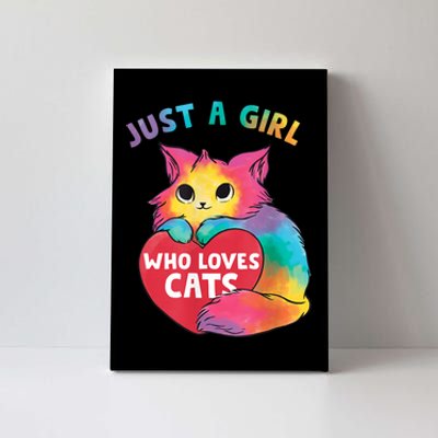 Just A Girl Who Loves Cats Cute Cat Lover Girl Canvas