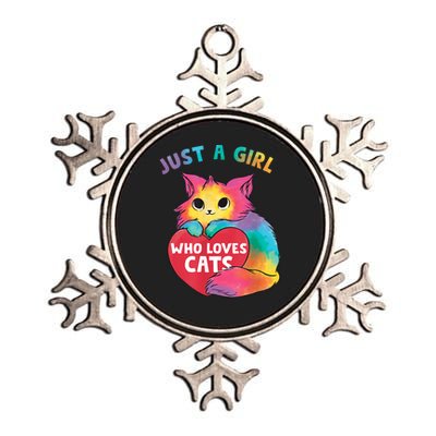 Just A Girl Who Loves Cats Cute Cat Lover Girl Metallic Star Ornament