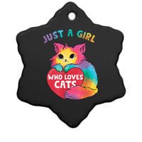 Just A Girl Who Loves Cats Cute Cat Lover Girl Ceramic Star Ornament