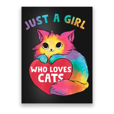 Just A Girl Who Loves Cats Cute Cat Lover Girl Poster