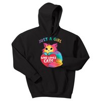 Just A Girl Who Loves Cats Cute Cat Lover Girl Kids Hoodie