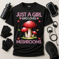 Just A Girl Who Loves Mushroom Hunting Cooling Performance Crew T-Shirt