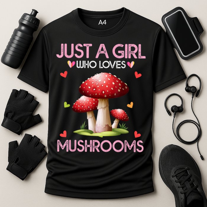 Just A Girl Who Loves Mushroom Hunting Cooling Performance Crew T-Shirt