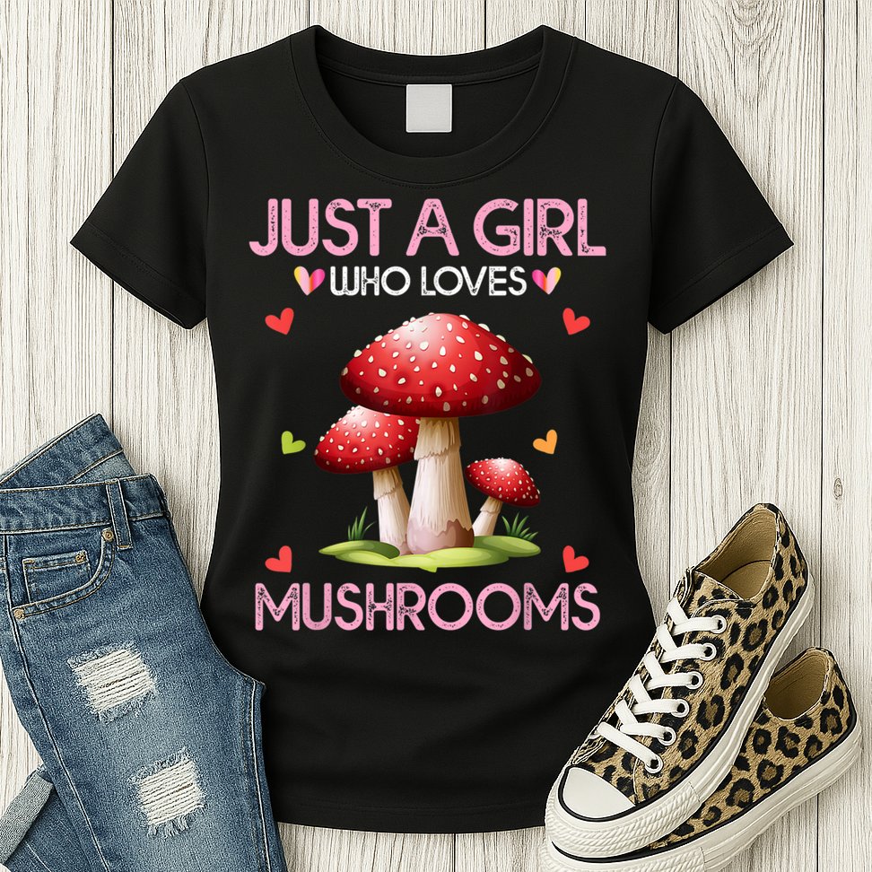 Just A Girl Who Loves Mushroom Hunting Womens T-Shirt