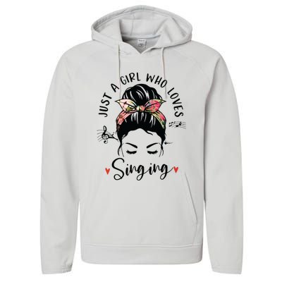 Just A Girl Who Loves Singing Hair Bun Gifts For Singer Performance Fleece Hoodie