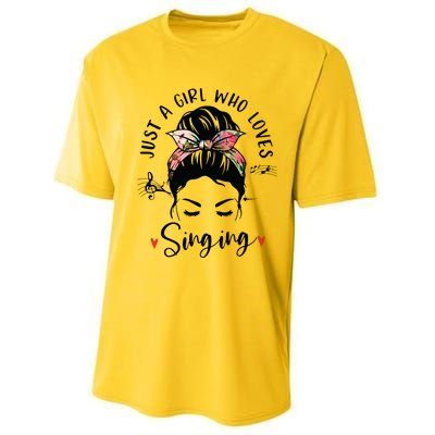 Just A Girl Who Loves Singing Hair Bun Gifts For Singer Performance Sprint T-Shirt