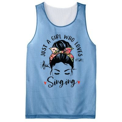 Just A Girl Who Loves Singing Hair Bun Gifts For Singer Mesh Reversible Basketball Jersey Tank