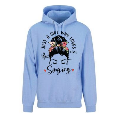 Just A Girl Who Loves Singing Hair Bun Gifts For Singer Unisex Surf Hoodie