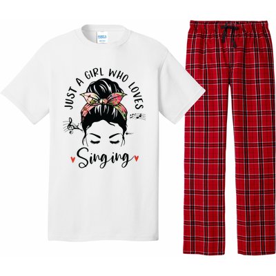 Just A Girl Who Loves Singing Hair Bun Gifts For Singer Pajama Set