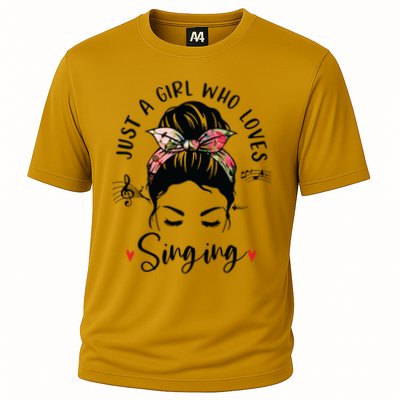 Just A Girl Who Loves Singing Hair Bun Gifts For Singer Cooling Performance Crew T-Shirt