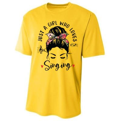 Just A Girl Who Loves Singing Hair Bun Gifts For Singer Performance Sprint T-Shirt