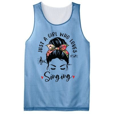 Just A Girl Who Loves Singing Hair Bun Gifts For Singer Mesh Reversible Basketball Jersey Tank