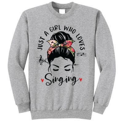 Just A Girl Who Loves Singing Hair Bun Gifts For Singer Sweatshirt