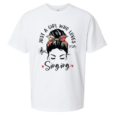 Just A Girl Who Loves Singing Hair Bun Gifts For Singer Sueded Cloud Jersey T-Shirt