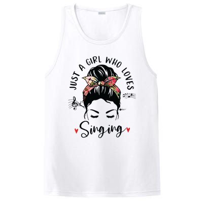 Just A Girl Who Loves Singing Hair Bun Gifts For Singer PosiCharge Competitor Tank