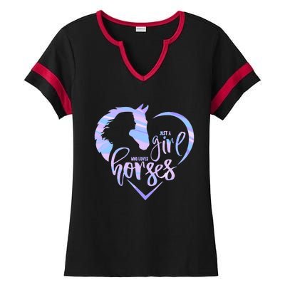 Just A Girl Who Loves Horses For Horses Lover Ladies Halftime Notch Neck Tee