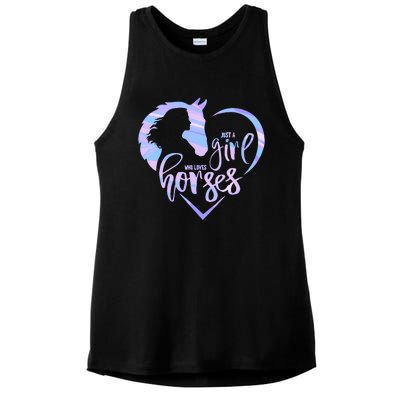 Just A Girl Who Loves Horses For Horses Lover Ladies PosiCharge Tri-Blend Wicking Tank