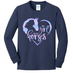 Just A Girl Who Loves Horses For Horses Lover Kids Long Sleeve Shirt