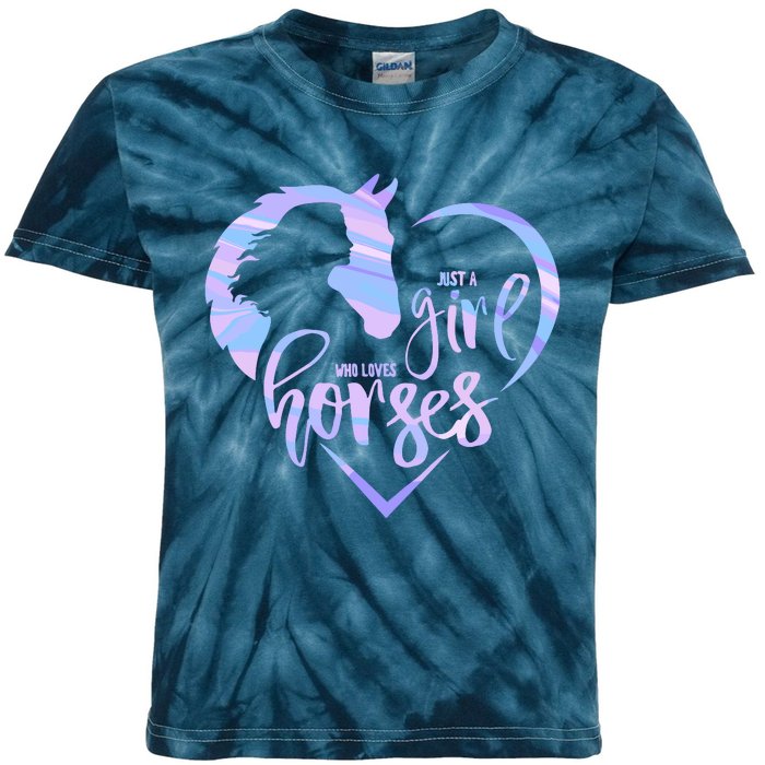 Just A Girl Who Loves Horses For Horses Lover Kids Tie-Dye T-Shirt