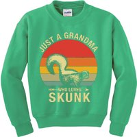 Just A Grandma Who Loves Skunk Funny Skunk Retro Kids Sweatshirt