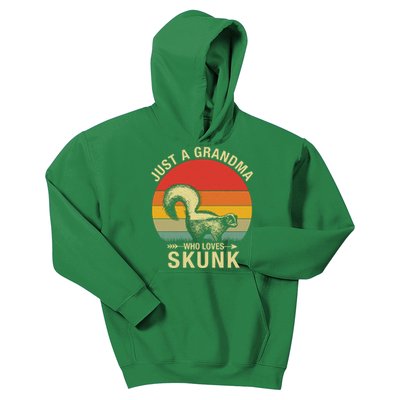 Just A Grandma Who Loves Skunk Funny Skunk Retro Kids Hoodie