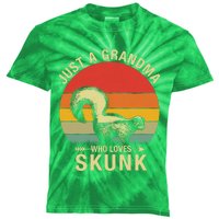 Just A Grandma Who Loves Skunk Funny Skunk Retro Kids Tie-Dye T-Shirt